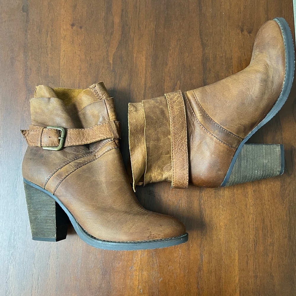 Rusty Brown Leather Ankle Booties